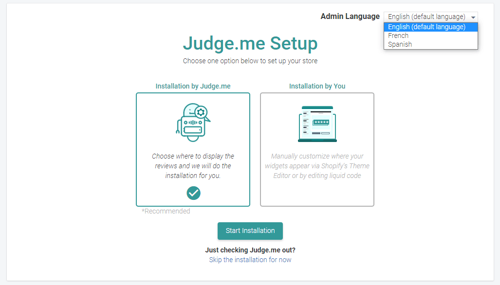Judge.me Initial installation