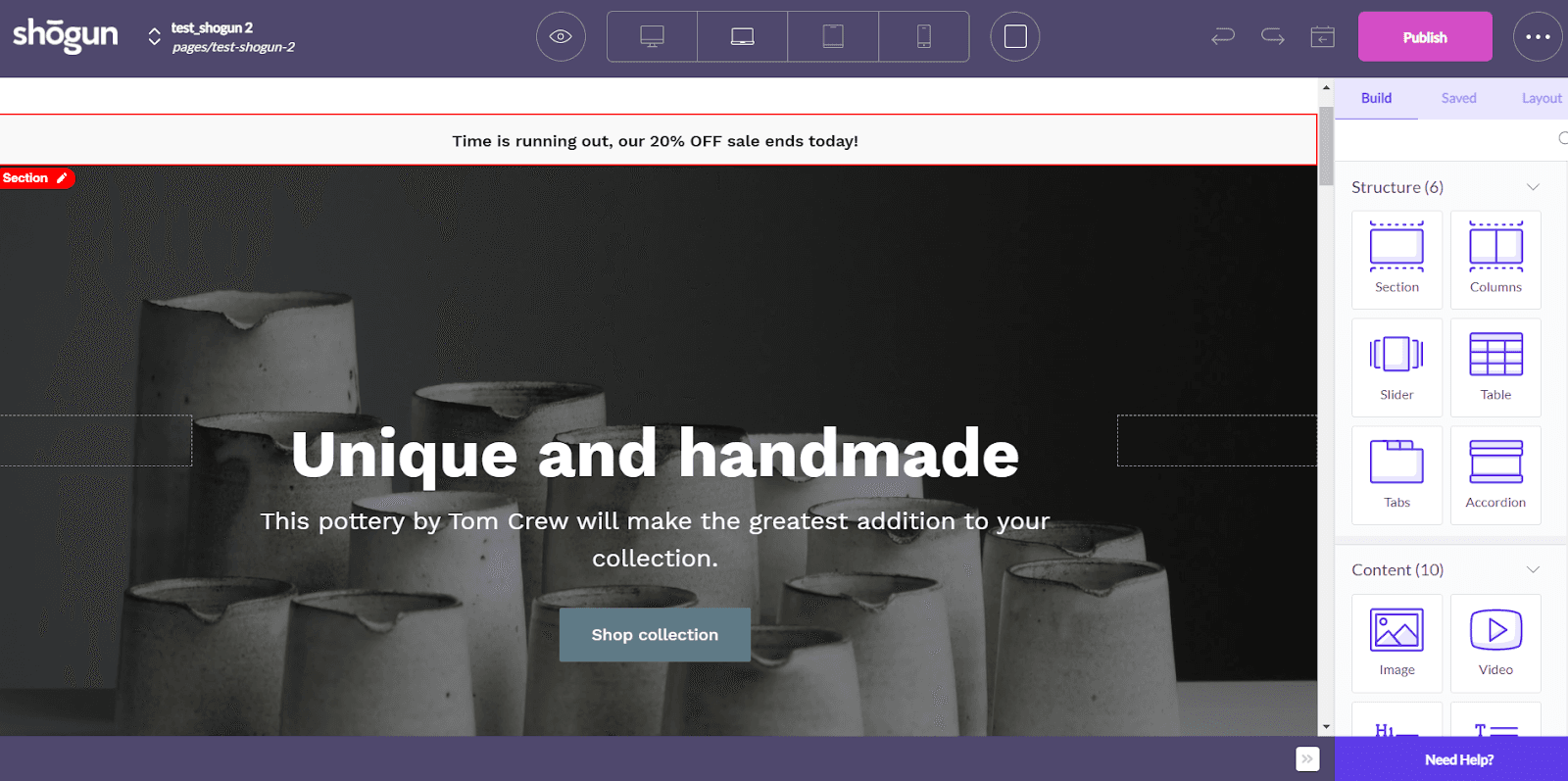 Shogun store builder dashboard