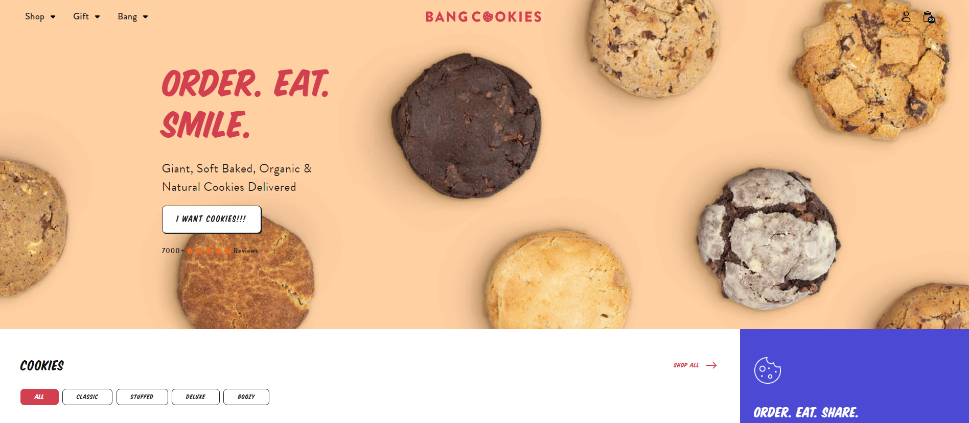 Bang Cookies, a Shopify Plus storefront