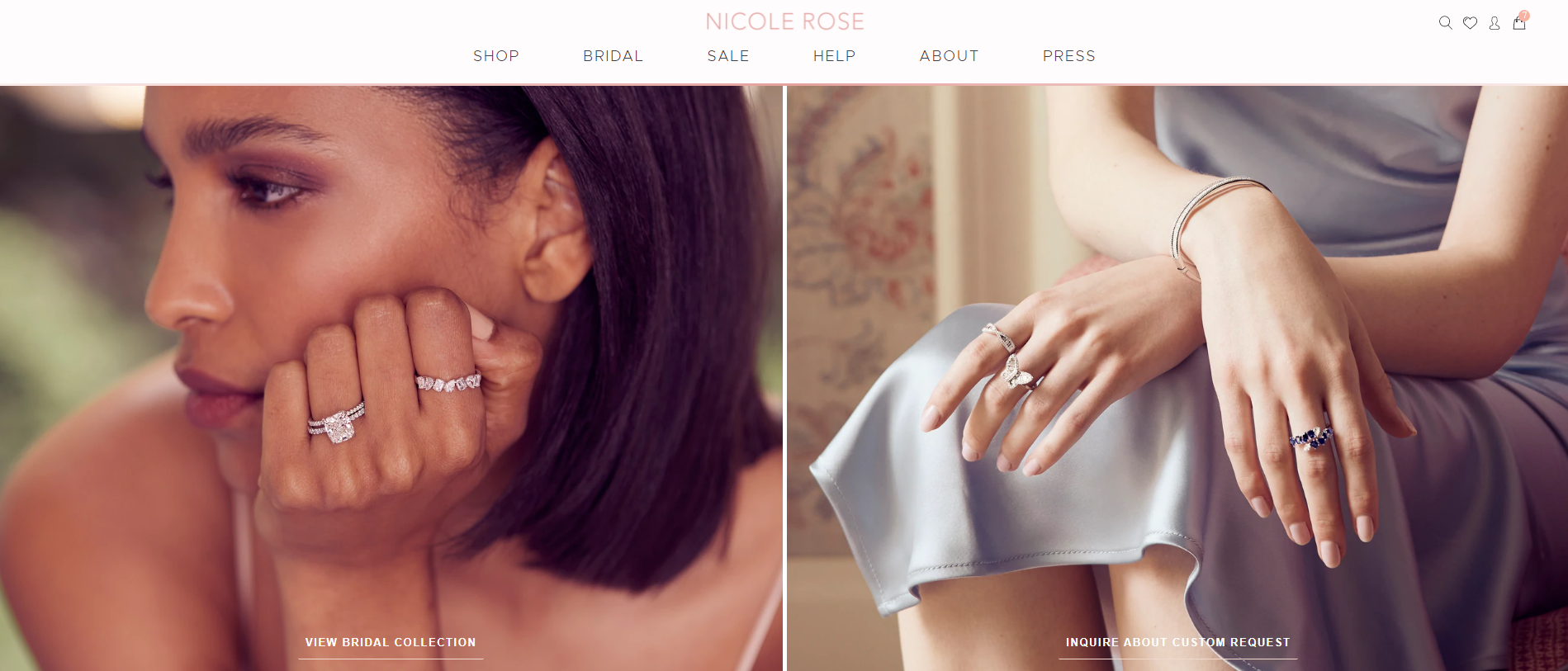 Nicole Rose Jewelry's Homepage Section Showcase