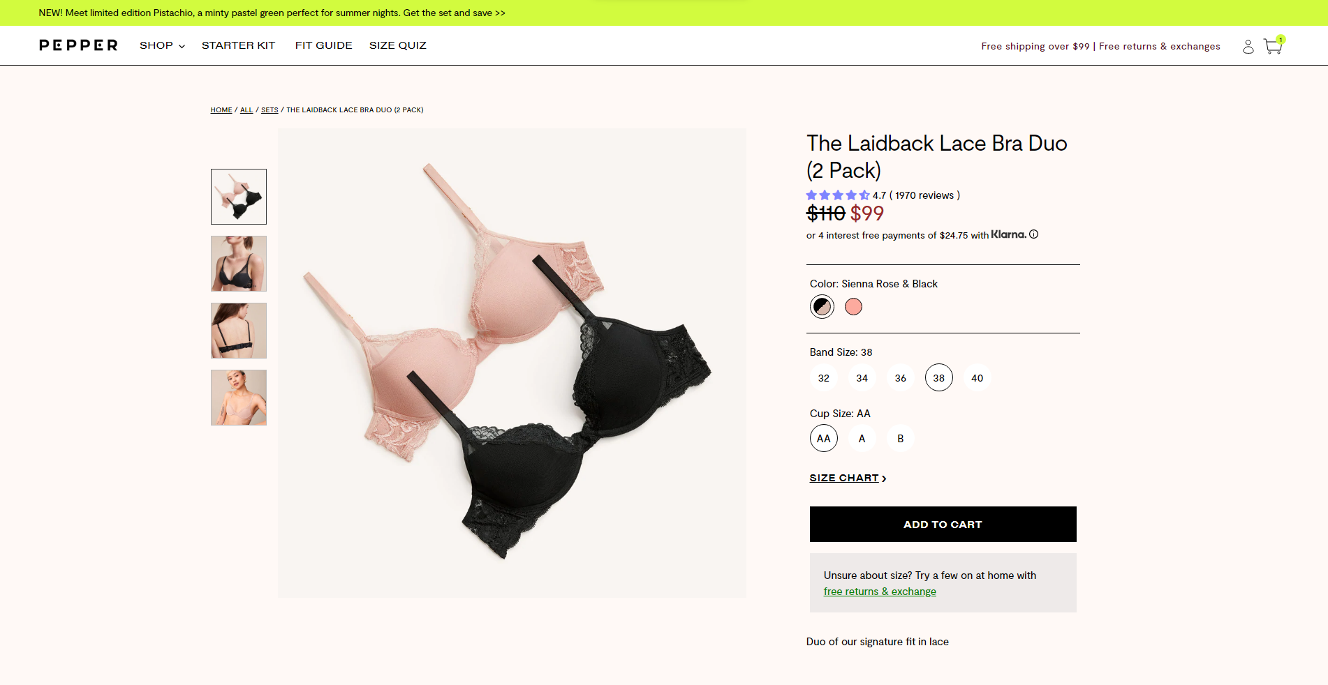 Pepper's Bundle Bra Product Display Page