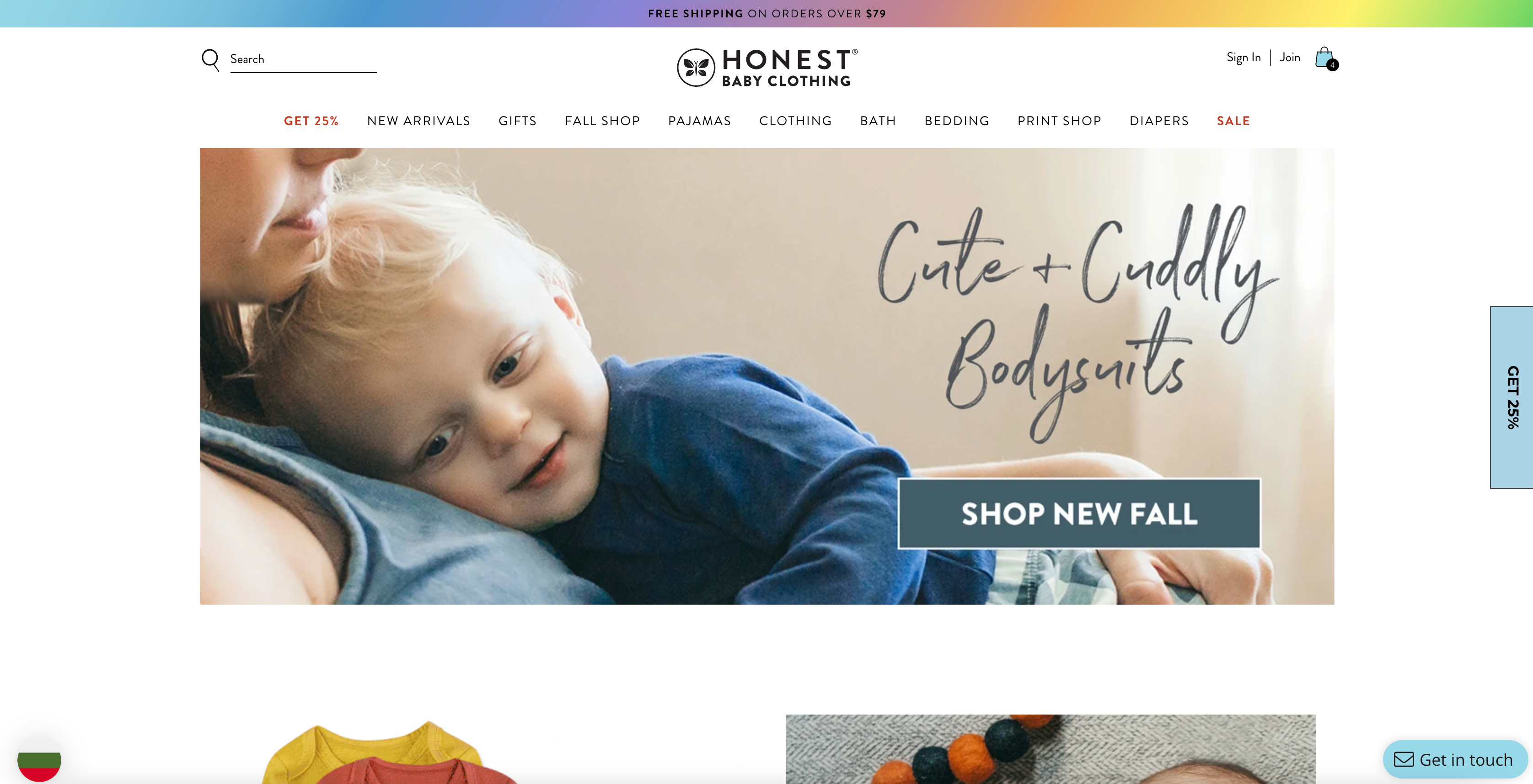Honest Baby Clothing's Hero in Homepage
